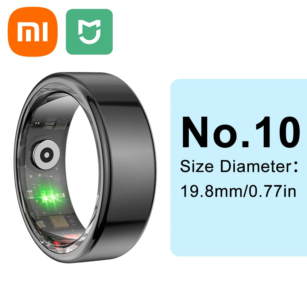 (BLACK) Smart Ring Heart Rate Health Monitor, Waterproof. Multi Sport Modes. Blood Oxygen Tracker. For Men/Women