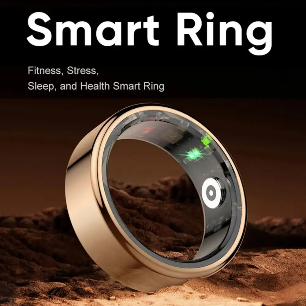 (BLACK) Smart Ring Heart Rate Health Monitor, Waterproof. Multi Sport Modes. Blood Oxygen Tracker. For Men/Women