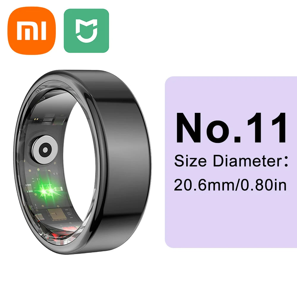 (BLACK) Smart Ring Heart Rate Health Monitor, Waterproof. Multi Sport Modes. Blood Oxygen Tracker. For Men/Women