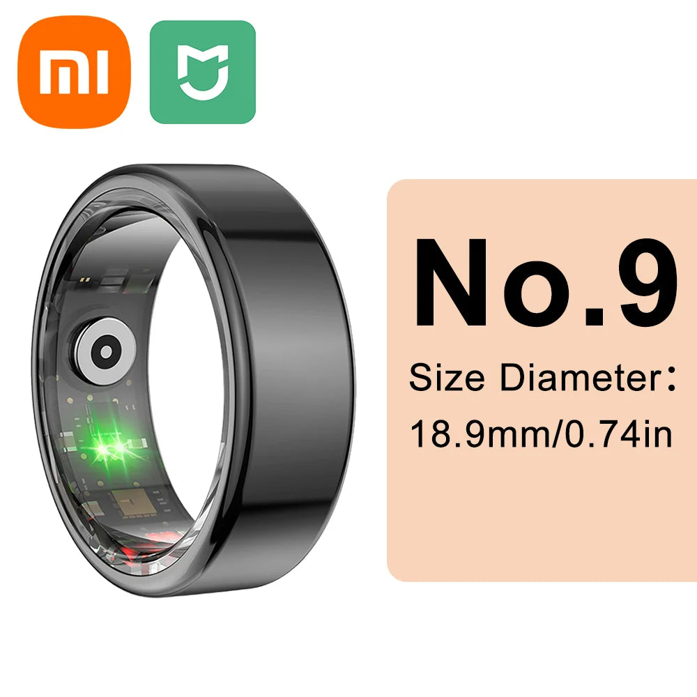 (BLACK) Smart Ring Heart Rate Health Monitor, Waterproof. Multi Sport Modes. Blood Oxygen Tracker. For Men/Women